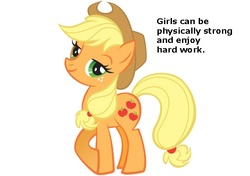 Size: 570x402 | Tagged: dead source, safe, applejack, earth pony, pony, g4, applejack's hat, cowboy hat, female, feminism, feministmylittlepony, hat, mare, meta, solo, text, tumblr, you don't say