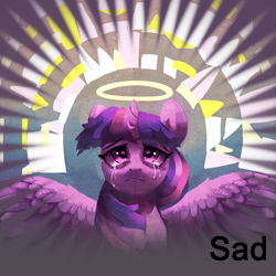 Size: 250x250 | Tagged: safe, twilight sparkle, alicorn, pony, g4, female, mare, meta, sad, spoilered image joke, twilight sparkle (alicorn)