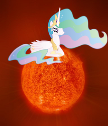Size: 1154x1344 | Tagged: safe, princess celestia, pony, g4, female, giant pony, giantess, giantlestia, macro, ponies in real life, pony bigger than a planet, solo, sun, tangible heavenly object