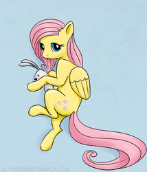 Size: 500x585 | Tagged: safe, artist:el-yeguero, fluttershy, pony, g4, cute, female, looking at you, lying down, on side, plushie, solo