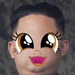 Size: 403x403 | Tagged: safe, edit, double chin, faic, kim jong-un, north korea, not salmon, ponyface, wat