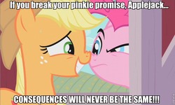 Size: 800x480 | Tagged: safe, applejack, pinkie pie, g4, image macro