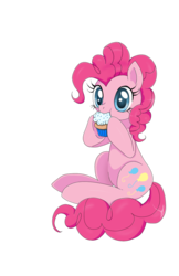 Size: 893x1380 | Tagged: safe, artist:evomanaphy, pinkie pie, earth pony, pony, g4, cupcake, cute, diapinkes, eating, female, food, mare, nom, simple background, sitting, solo, transparent background