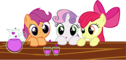 Size: 1258x598 | Tagged: safe, artist:vector-brony, apple bloom, scootaloo, sweetie belle, g4, hearts and hooves day (episode), cutie mark crusaders, hearts and hooves day, love poison, simple background, transparent background, vector
