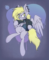 Size: 1280x1571 | Tagged: safe, artist:w300, derpy hooves, oc:jerky hooves, pegasus, pony, g4, angry, clothes, female, solo