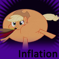 Size: 250x250 | Tagged: safe, applejack, g4, bellows, inflation, meta, spoilered image joke