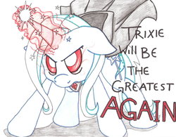 Size: 2174x1697 | Tagged: safe, artist:lunar-foxlynn, trixie, g4, alicorn amulet, glowing eyes, magic