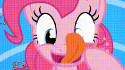 Size: 640x360 | Tagged: safe, artist:tiarawhy, pinkie pie, earth pony, pony, pantsu.html, g4, animated, explicit source, eyelid pull, faic, female, japanese, looking at you, mare, open mouth, questionable source, show accurate, solo, suggestive source, tongue out