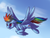 Size: 1000x753 | Tagged: safe, artist:rarewhitewolf, artist:wolfehstuff, rainbow dash, g4, flying