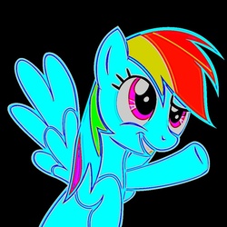 Size: 900x900 | Tagged: safe, edit, rainbow dash, pegasus, pony, g4, black background, female, mare, simple background, smiling, solo, spread wings, wings