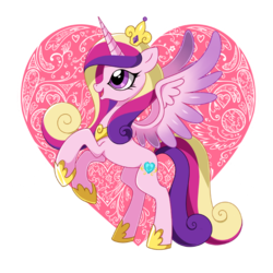 Size: 700x700 | Tagged: safe, artist:jiayi, princess cadance, alicorn, pony, g4, cute, cutedance, female, heart, mare, rearing, simple background, solo, transparent background, wings