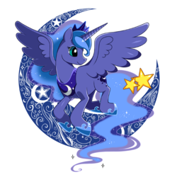 Size: 700x700 | Tagged: safe, artist:jiayi, princess luna, alicorn, pony, g4, cute, female, lunabetes, moon, simple background, solo, stars, transparent background