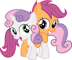 Size: 1280x1055 | Tagged: safe, artist:scootabelle, scootaloo, sweetie belle, g4, female, happy, lesbian, ship:scootabelle, shipping, smiling