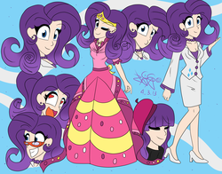 Size: 3210x2522 | Tagged: safe, artist:elactra02, rarity, human, g4, alternate hairstyle, awesome face, beatnik rarity, beret, clothes, dress, duckface, female, gala dress, glasses, hat, heart, humanized, rarity's glasses, solo