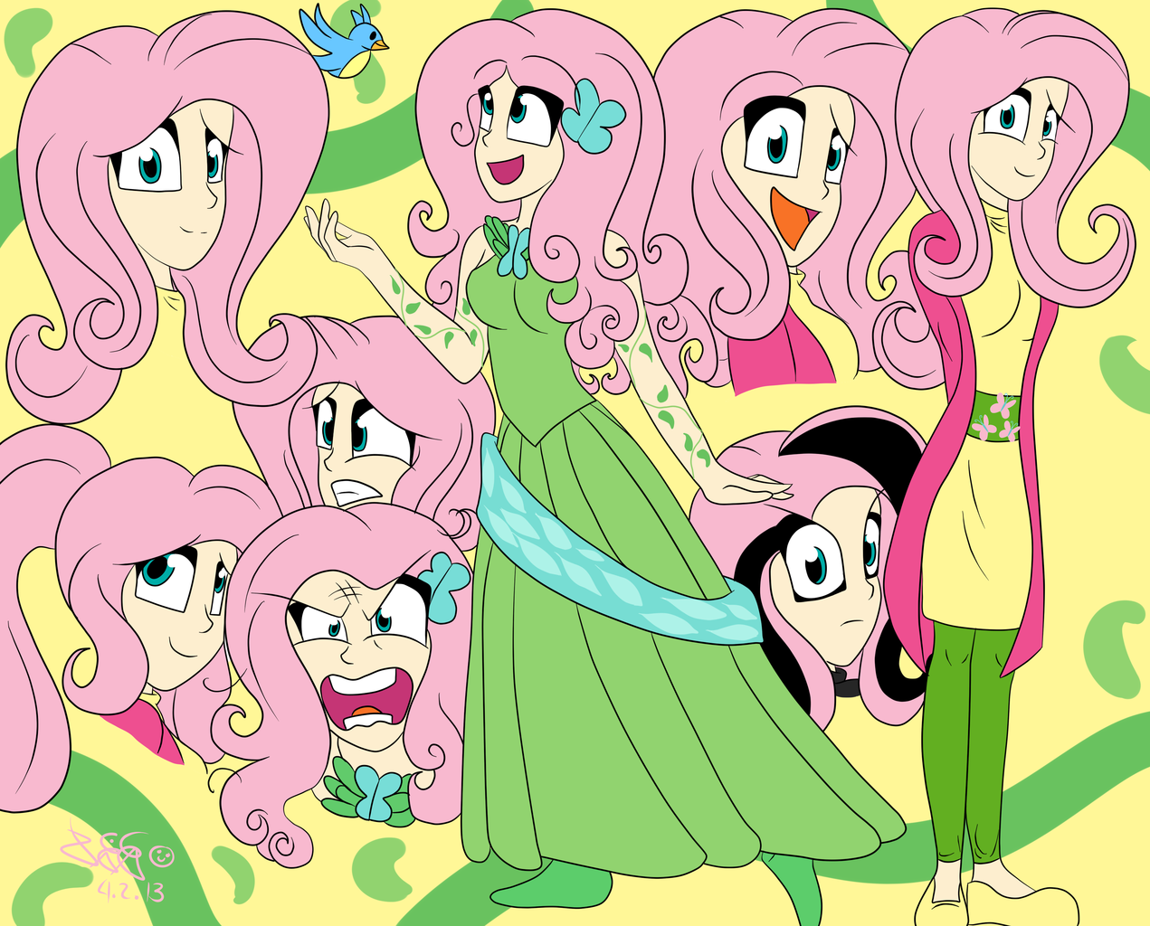 Flutterrage #303813 - safe, artist:elactra02, fluttershy, bird, g4, alternate ...