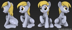 Size: 1571x668 | Tagged: safe, artist:hashbro, derpy hooves, pegasus, pony, g4, 3d, female, mare, model, sitting, wip