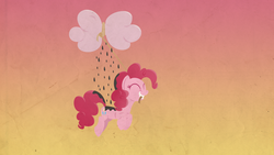 Size: 2560x1440 | Tagged: safe, artist:foxy-noxy, pinkie pie, g4, chocolate milk, chocolate rain, cotton candy, cotton candy cloud, food, mouth hold, pronking, rope