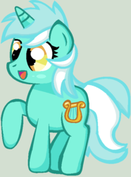 Size: 483x648 | Tagged: safe, artist:kai-t-linbee, lyra heartstrings, pony, unicorn, g4, female, raised hoof, simple background, smiling, solo