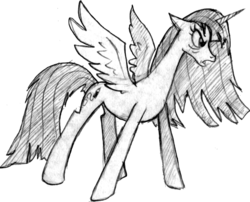 Size: 1397x1127 | Tagged: safe, artist:colossalstinker, oc, oc only, alicorn, pony, alicorn oc, monochrome, traditional art