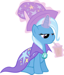 Size: 5004x5894 | Tagged: safe, artist:philomenathephoenix, trixie, pony, unicorn, g4, absurd resolution, cup, drink, drinking, female, mare, oat smoothie, simple background, smoothie, solo, straw, transparent background, vector