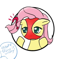 Size: 954x961 | Tagged: safe, artist:tauberpa, fluttershy, g4, clothes, funny, mask, panties, thong, underwear, wardrobe misuse, you're doing it wrong