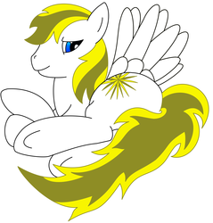 Size: 3068x3212 | Tagged: safe, artist:amora-silverspark, oc, oc only, oc:seraphem, pegasus, pony, lidded eyes, looking at you, lying down, smiling, solo, spread wings, underhoof