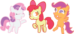 Size: 1210x550 | Tagged: safe, artist:alisonwonderland1951, apple bloom, scootaloo, sweetie belle, g4, cutie mark crusaders, simple background, transparent background, vector