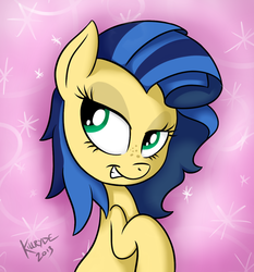 Size: 1132x1216 | Tagged: safe, artist:killryde, oc, oc only, oc:milky way, pony, bedroom eyes, female, freckles, grin, mare, solo