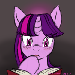 Size: 800x800 | Tagged: safe, artist:tinkertots, twilight sparkle, g4, 30 minute art challenge, blushing, book, reading