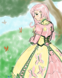 Size: 600x750 | Tagged: safe, artist:soraka-chan, fluttershy, human, g4, clothes, dress, humanized