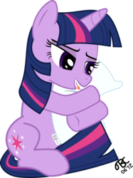 Size: 7000x9355 | Tagged: safe, artist:tbcroco, twilight sparkle, pony, unicorn, g4, absurd resolution, bedroom eyes, female, hug, licking, pillow, show accurate, simple background, tongue out, transparent background, unicorn twilight, vector