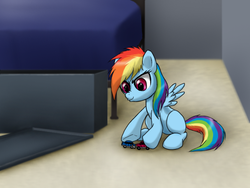 Size: 500x375 | Tagged: safe, artist:dawnmistpony, rainbow dash, fanfic:my little dashie, g4, cute, female, filly, scrunchy face, toy