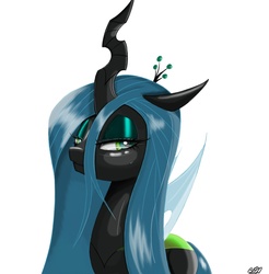 Size: 1623x1651 | Tagged: safe, artist:falco9998, queen chrysalis, changeling, changeling queen, g4, bedroom eyes, crown, female, jewelry, regalia, solo