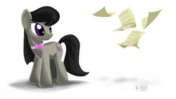 Size: 1920x1080 | Tagged: safe, artist:vsabbath, octavia melody, earth pony, pony, g4, female, music notes, solo, wallpaper
