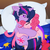 Size: 500x500 | Tagged: safe, artist:justagirlonline, pinkie pie, twilight sparkle, ask cute twinkie pie, g4, bed, clothes, cuddling, duo, eyes closed, female, hug, lesbian, pillow, scarf, ship:twinkie, shipping