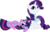 Size: 1368x878 | Tagged: safe, artist:muhmuhmuhimdead, rarity, twilight sparkle, pony, unicorn, g4, blushing, clothes, female, floppy ears, lesbian, mare, on back, scarf, ship:rarilight, shipping, simple background, sitting, transparent background, unicorn twilight, vector