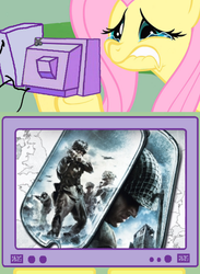 Size: 438x600 | Tagged: safe, fluttershy, g4, european assault, exploitable meme, fluttercry, medal of honor, meme, tv meme, world war ii