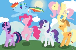 Size: 600x400 | Tagged: safe, artist:ephemerence, applejack, fluttershy, pinkie pie, rainbow dash, rarity, twilight sparkle, g4, mane six