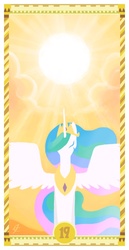 Size: 800x1550 | Tagged: safe, artist:janeesper, princess celestia, pony, g4, female, solo, tarot card, the sun