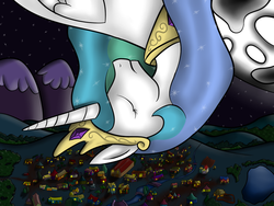 Size: 900x675 | Tagged: safe, artist:lyricjam, princess celestia, alicorn, pony, g4, blackout, falling, female, princess, sky, solo