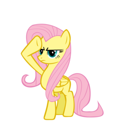 Size: 7000x7377 | Tagged: safe, artist:deilan12, fluttershy, pegasus, pony, g4, absurd resolution, female, mare, rainbow dash salutes, salute, simple background, solo, transparent background, vector