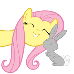 Size: 3000x3000 | Tagged: safe, artist:datnaro, fluttershy, pony, rabbit, g4, cute, eyes closed, nuzzling, shyabetes, simple background, transparent background, vector