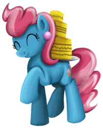 Size: 506x627 | Tagged: safe, artist:xioade, cup cake, earth pony, pony, g4, ^^, cake, eyes closed, female, food, happy, mare, simple background, solo, transparent background
