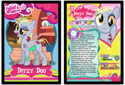 Size: 3100x2110 | Tagged: safe, artist:rinmitzuki, derpy hooves, ghoul, pegasus, pony, undead, zombie, fallout equestria, g4, card, text, trading card