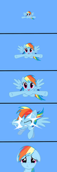 Size: 500x1500 | Tagged: safe, rainbow dash, pegasus, pony, g4, comic, crying, female, fourth wall, mare, solo