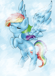 Size: 2400x3300 | Tagged: safe, artist:twiddledittle, rainbow dash, pegasus, pony, g4, cute, dashabetes, eyes closed, female, solo, spread wings, wings