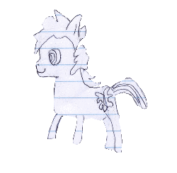 Size: 499x490 | Tagged: safe, artist:elusive, oc, oc only, oc:sketchy the notebook pony, pony, animated, barely animated, bouncing, lined paper, quality, simple background, solo, traditional art, transparent background, two-frame gif