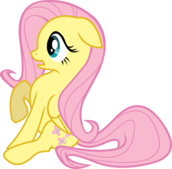 Size: 958x938 | Tagged: safe, artist:wwrite, fluttershy, g4, open mouth, raised hoof, simple background, sitting, transparent background, vector