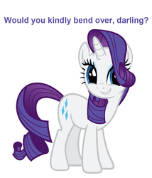 Size: 900x1049 | Tagged: safe, rarity, pony, g4, bend over, bioshock, female, simple background, smiling, solo, text, white background
