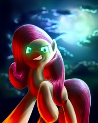 Size: 1024x1280 | Tagged: safe, artist:wwrite, fluttershy, g4, corrupted, moonlight, night